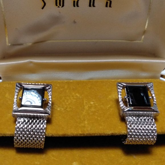 🎬Vintage🎬 Onyx Cufflinks - Picture 2 of 3